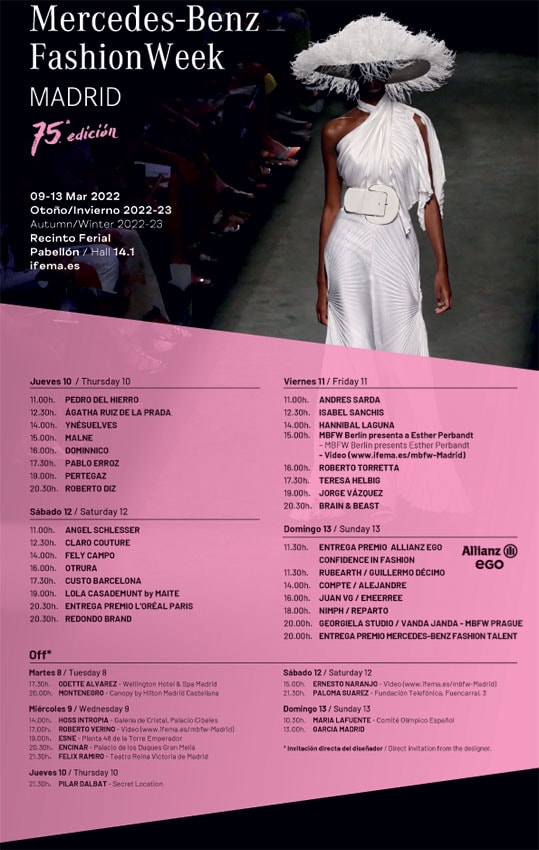 Calendario de desfiles Fashion Week Madrid